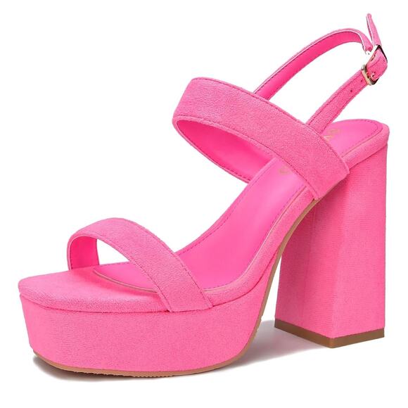syztsho Pink Suede Platform Heels - Picture 2 of 3